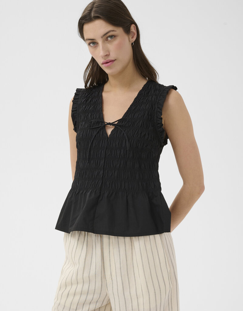 Part Two Borgny Sleeveless Shirred Peplum Top