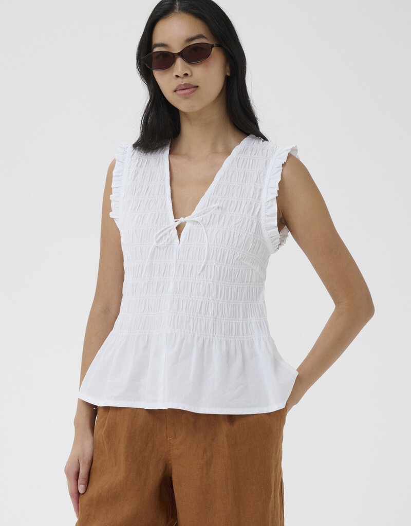Part Two Borgny Sleeveless Shirred Peplum Top