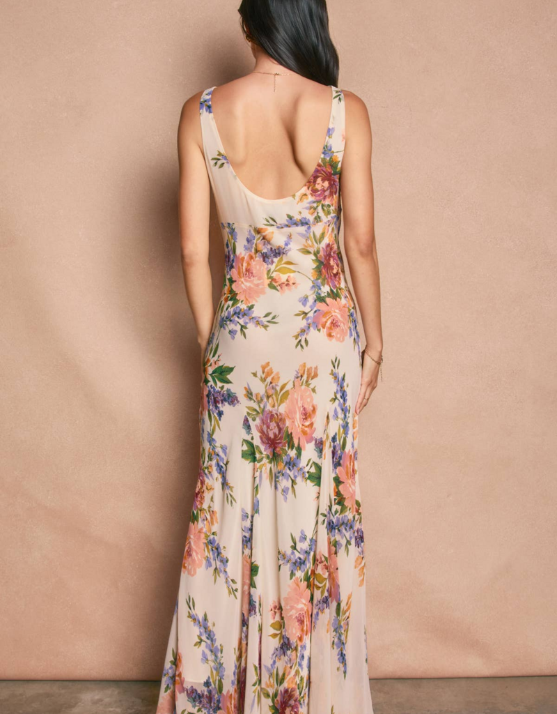 Dress Forum Romantic Cowl Neck Maxi Dress In Spring Garden