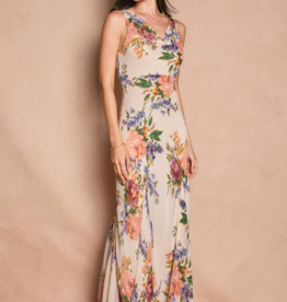 Dress Forum Romantic Soft Floral Cowl Neck Maxi Dress