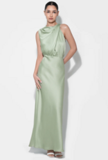 Adelyn Rae Kate Cowl Drape Asymmetrical Maxi Dress in Sage