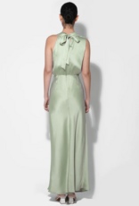 Adelyn Rae Kate Cowl Drape Asymmetrical Maxi Dress in Sage