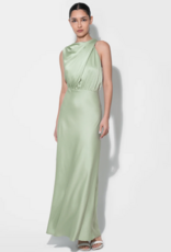 Adelyn Rae Kate Cowl Drape Asymmetrical Maxi Dress in Sage