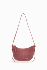 Nat And Nin Mini Rodeo Suede Moon Satchel  in Rosewood Leather