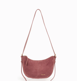 Nat And Nin Mini Rodeo Suede Moon Satchel  in Rosewood Leather