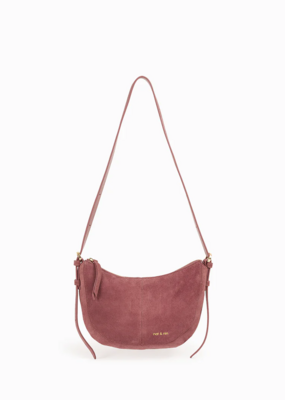 Nat And Nin Mini Rodeo Suede Moon Satchel  in Rosewood Leather