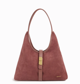 Nat And Nin Romeo Suede Shoulder Bag in Rosewood Leather