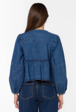 Velvet Heart Abbie Cotton Blend Denim Top in Tokyo Blue