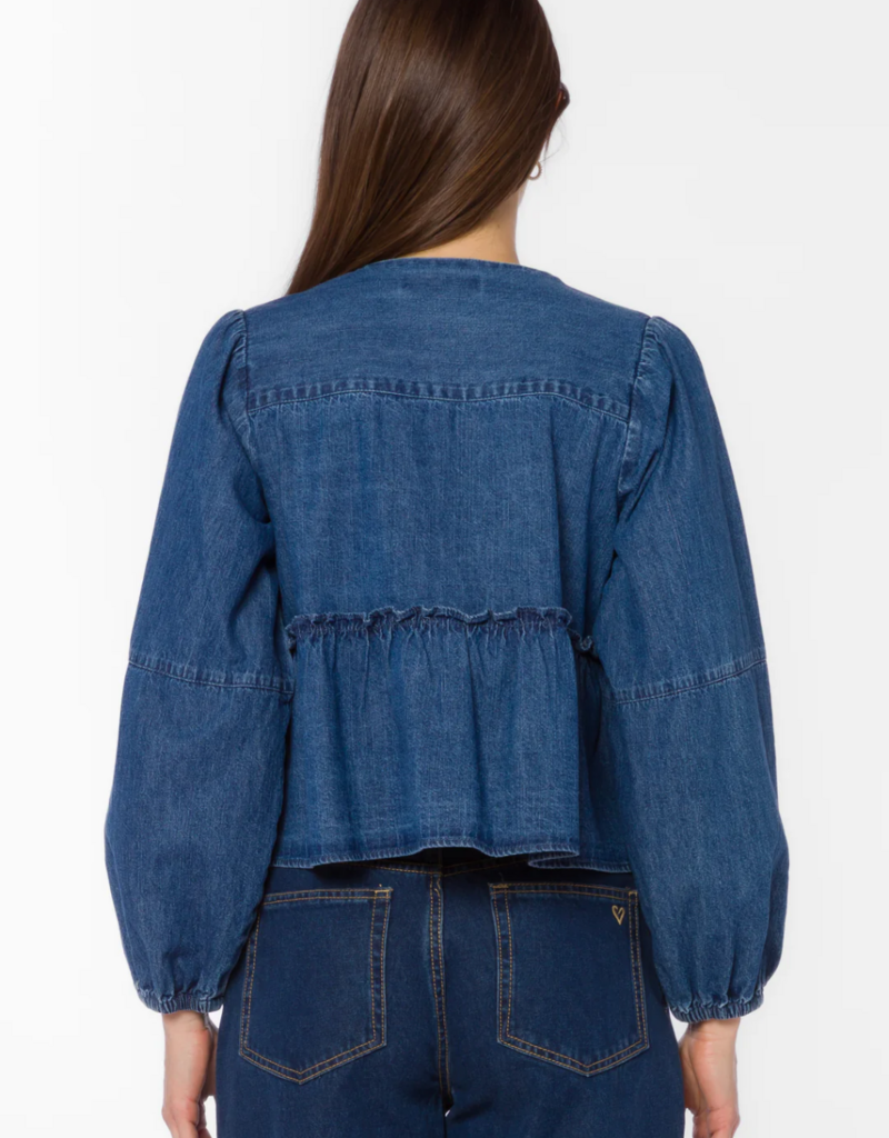 Velvet Heart Abbie Cotton Blend Denim Top in Tokyo Blue