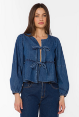 Velvet Heart Abbie Cotton Blend Denim Top in Tokyo Blue