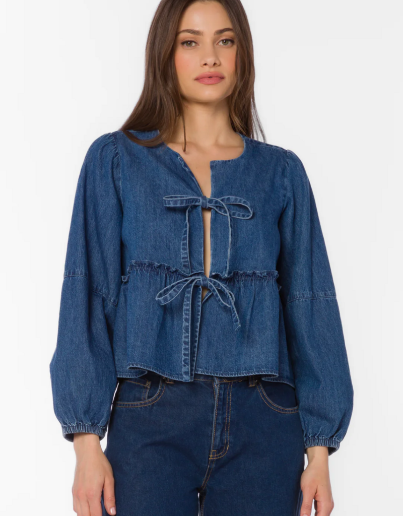 Velvet Heart Abbie Cotton Blend Denim Top in Tokyo Blue