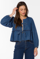 Velvet Heart Abbie Cotton Blend Denim Top in Tokyo Blue