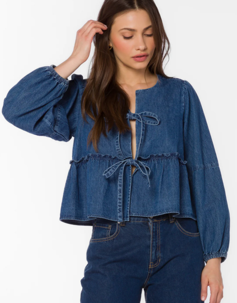 Velvet Heart Abbie Cotton Blend Denim Top in Tokyo Blue