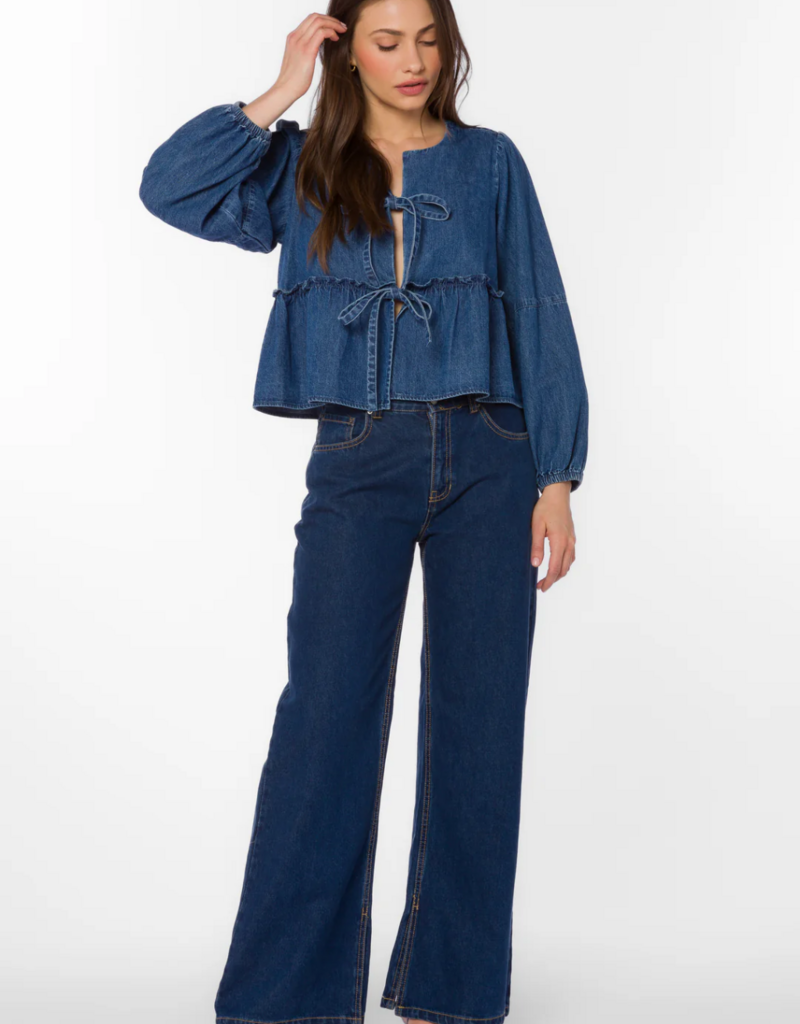 Velvet Heart Abbie Cotton Blend Denim Top in Tokyo Blue
