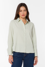 Velvet Heart Amaya 100% Cotton Seersucker Button Up Shirt in Sage Stripe