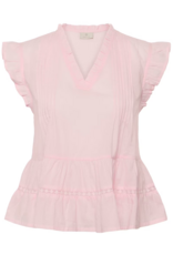 Kaffe Valerie 100% Cotton Ruffle Sleeve Top in Ballerina Pink