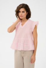 Kaffe Valerie 100% Cotton Ruffle Sleeve Top in Ballerina Pink
