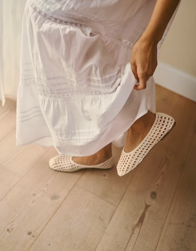 Kaffe Valerie 100% Cotton Tiered Skirt in Chalk White