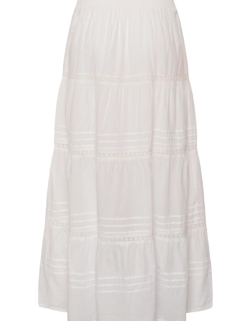 Kaffe Valerie 100% Cotton Tiered Skirt in Chalk White