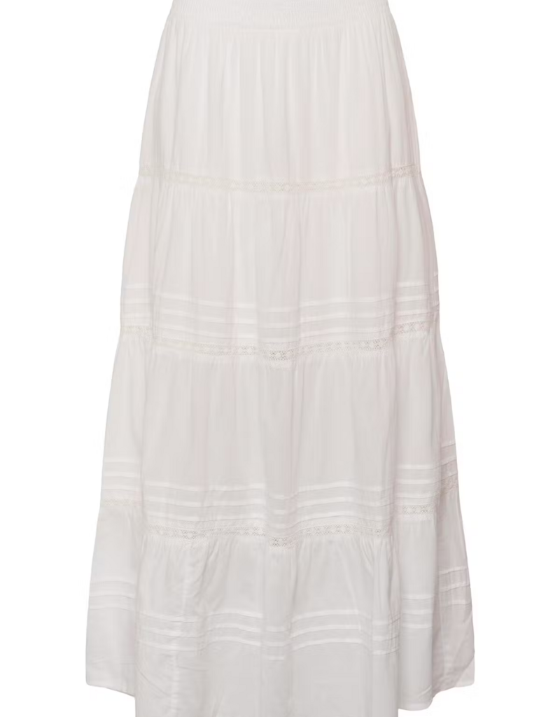 Kaffe Valerie 100% Cotton Tiered Skirt in Chalk White
