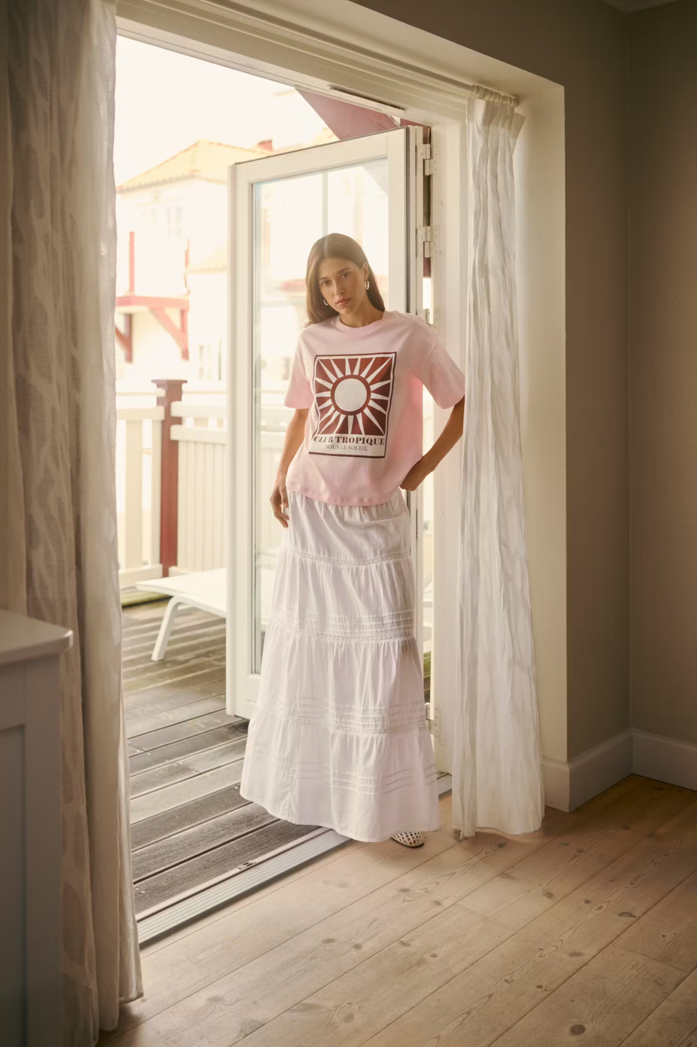 Valerie 100% Cotton Tiered Skirt in Chalk White - Adorn Boutique