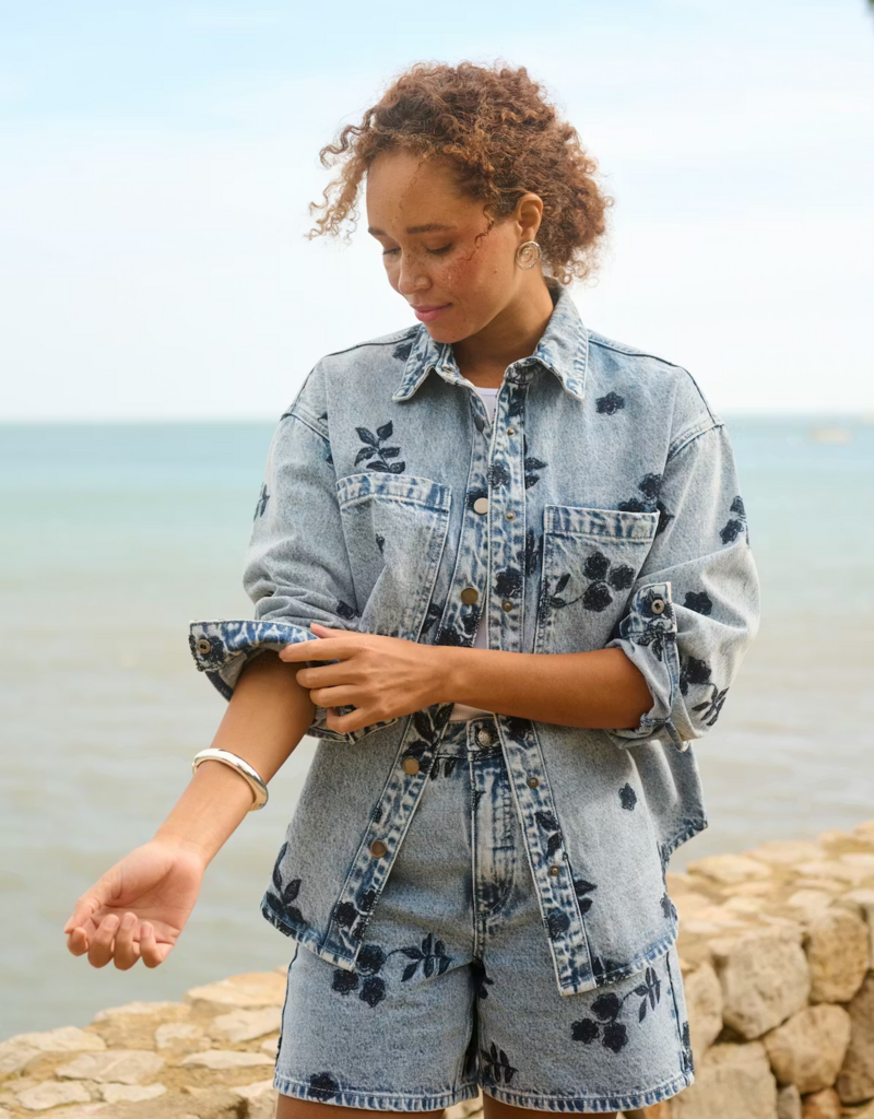 Kaffe Babena Embroidered Denim Shorts