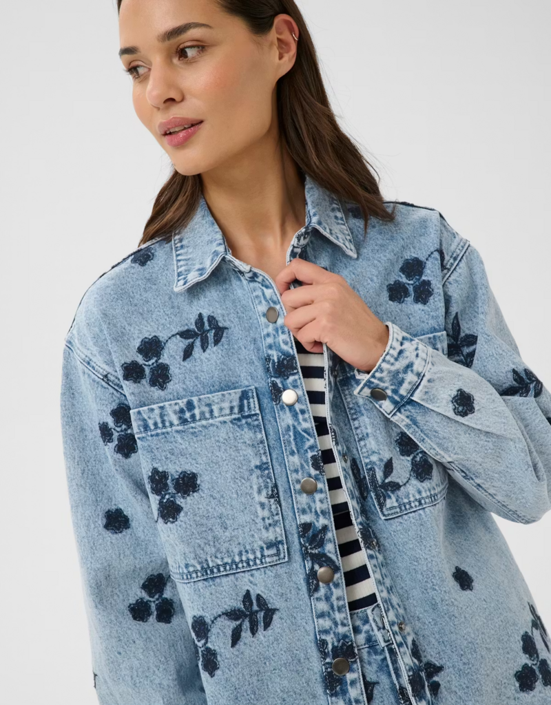 Kaffe Babena Long Sleeve Embroidered Denim Jacket