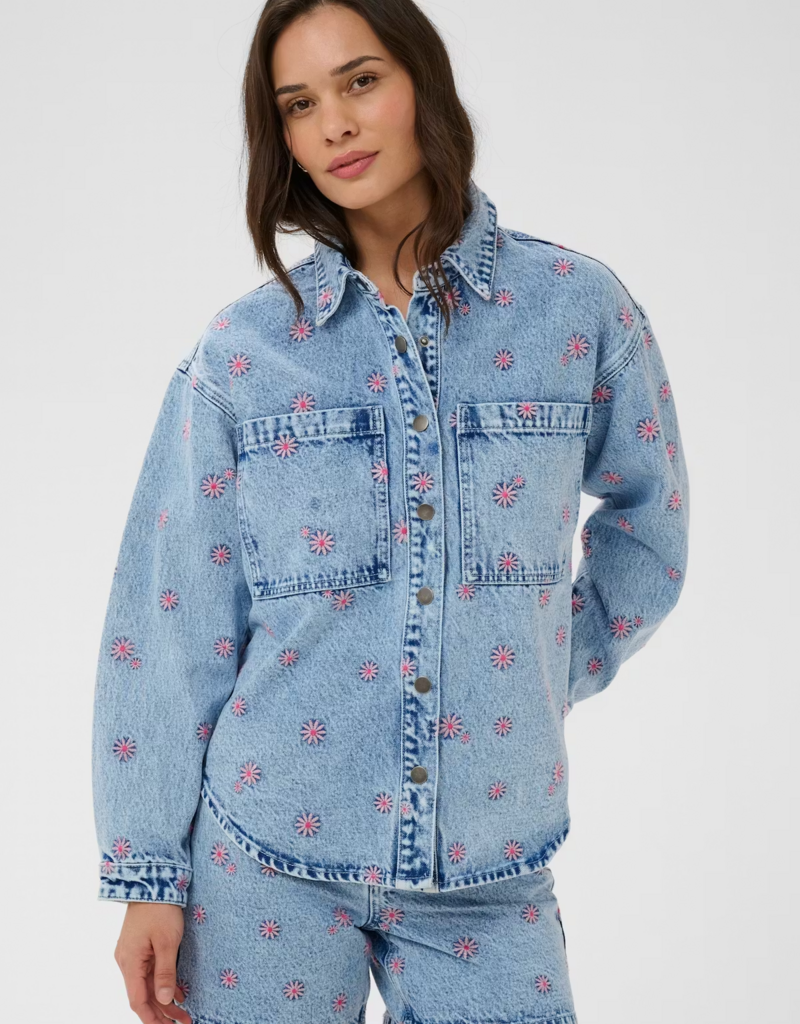 Kaffe Babena Long Sleeve Embroidered Denim Jacket