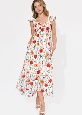 Adelyn Rae Neriah Twist Front Hi-Low Midi Dress
