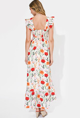 Adelyn Rae Neriah Twist Front Hi-Low Midi Dress in Ivory Multi Floral