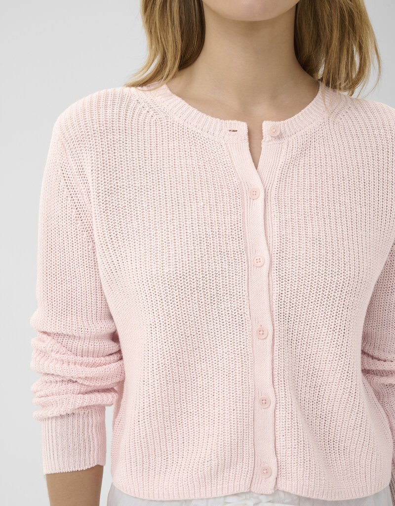 Part Two Gigia Linen/Cotton Blend Cardigan in Mauve Chalk