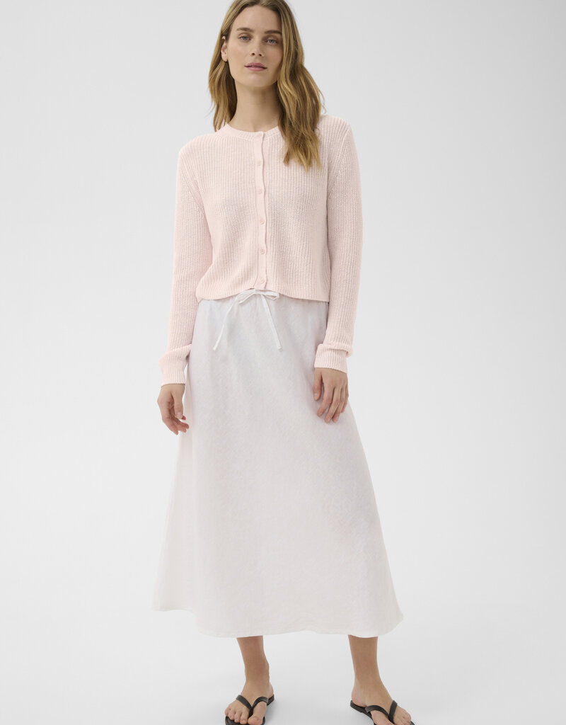 Part Two Gigia Linen/Cotton Blend Cardigan in Mauve Chalk