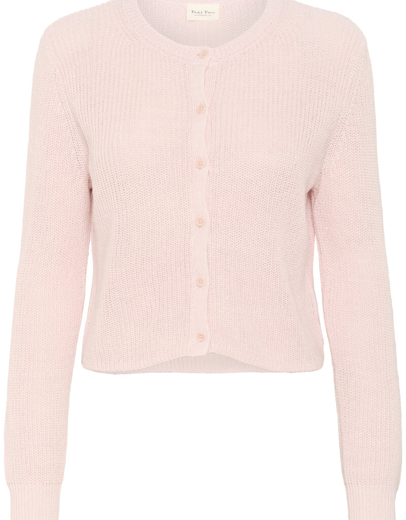 Part Two Gigia Linen/Cotton Blend Cardigan in Mauve Chalk