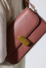 Nat And Nin Alice Medium Structured Turn Lock Bag in Rosewood Leather