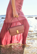 Nat And Nin Alice Medium Structured Turn Lock Bag in Rosewood Leather