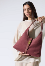 Nat And Nin Romeo Suede Shoulder Bag in Rosewood Leather