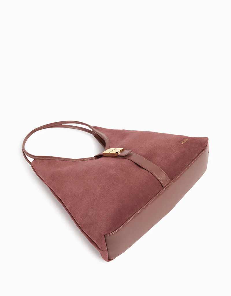 Nat And Nin Romeo Suede Shoulder Bag in Rosewood Leather