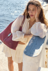 Nat And Nin Romeo Suede Shoulder Bag in Rosewood Leather