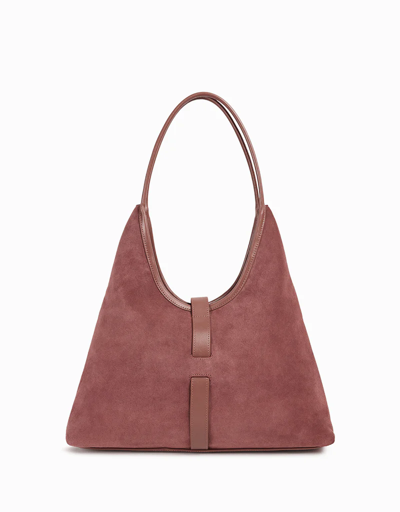 Nat And Nin Romeo Suede Shoulder Bag in Rosewood Leather
