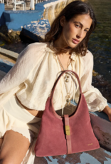 Nat And Nin Romeo Suede Shoulder Bag in Rosewood Leather