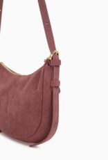 Nat And Nin Mini Rodeo Suede Moon Satchel  in Rosewood Leather