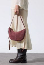 Nat And Nin Mini Rodeo Suede Moon Satchel  in Rosewood Leather