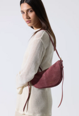 Nat And Nin Mini Rodeo Suede Moon Satchel  in Rosewood Leather