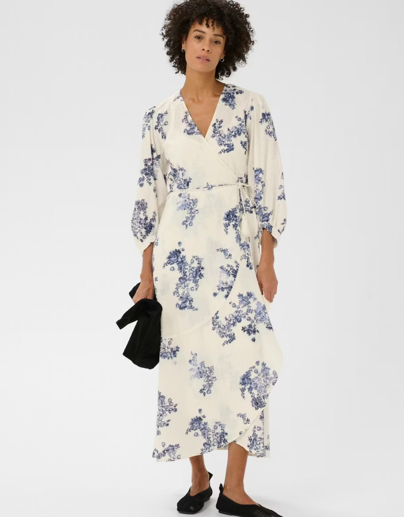 Part Two Alya 100% Cotton Dress in Blue Shadow Floral Print