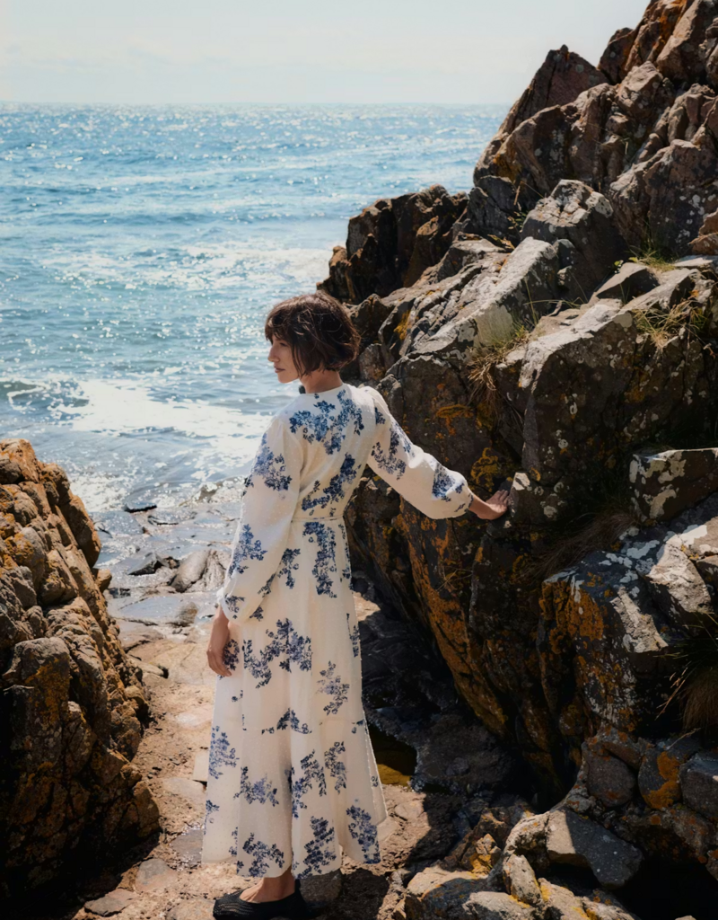 Part Two Alya 100% Cotton Dress in Blue Shadow Floral Print