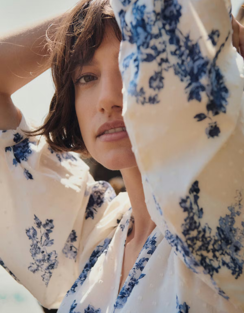 Part Two Alya 100% Cotton Dress in Blue Shadow Floral Print