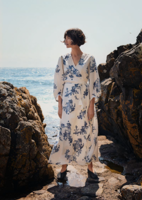 Part Two Alya Cotton Dress in Blue Shadow Floral Print
