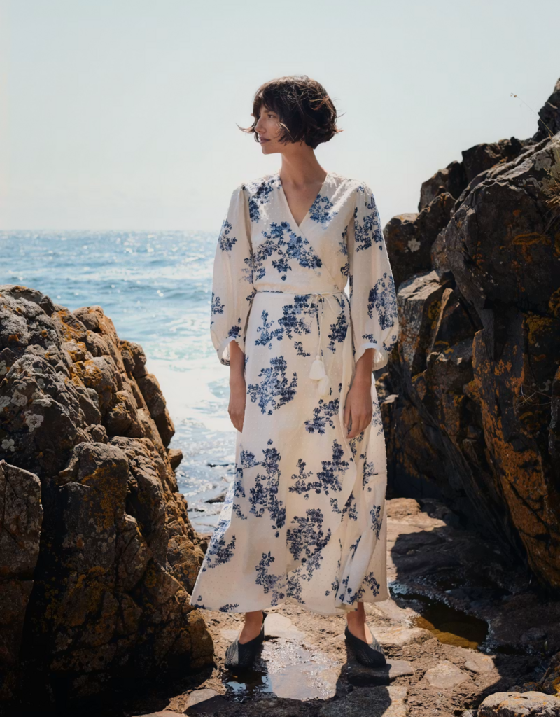 Part Two Alya 100% Cotton Dress in Blue Shadow Floral Print