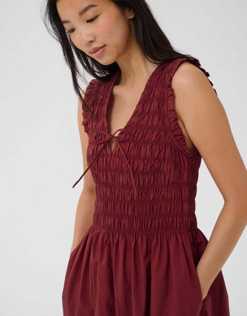 Part Two Borgnette 100% Cotton Dress in Burnt Russet