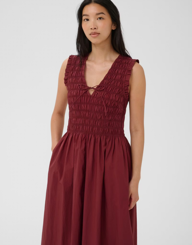 Part Two Borgnette 100% Cotton Dress in Burnt Russet